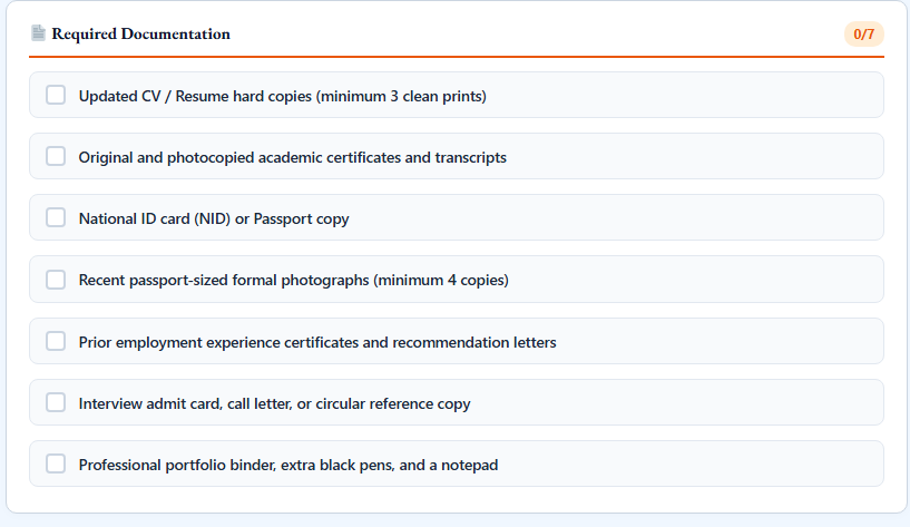Interview preparation checklist with completed items and an updated readiness progress indicator